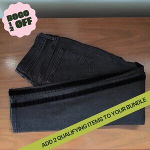 J. Crew 9" High-Rise Toothpick Black Washed w/ Black Tuxedo Stripe Size 28 EUC